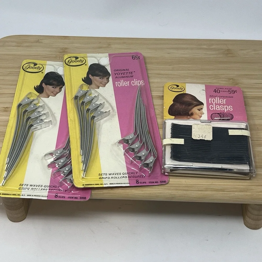 Goody Brand Roller Fastener Pins‎ Vintage 1960's Clips Bobby Pins Yoyette New!